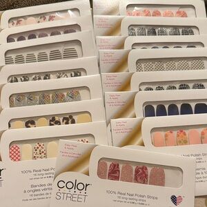 Lot of 15 Sets: FUN Color Street Glitter and Patterned Nail Strips Collection